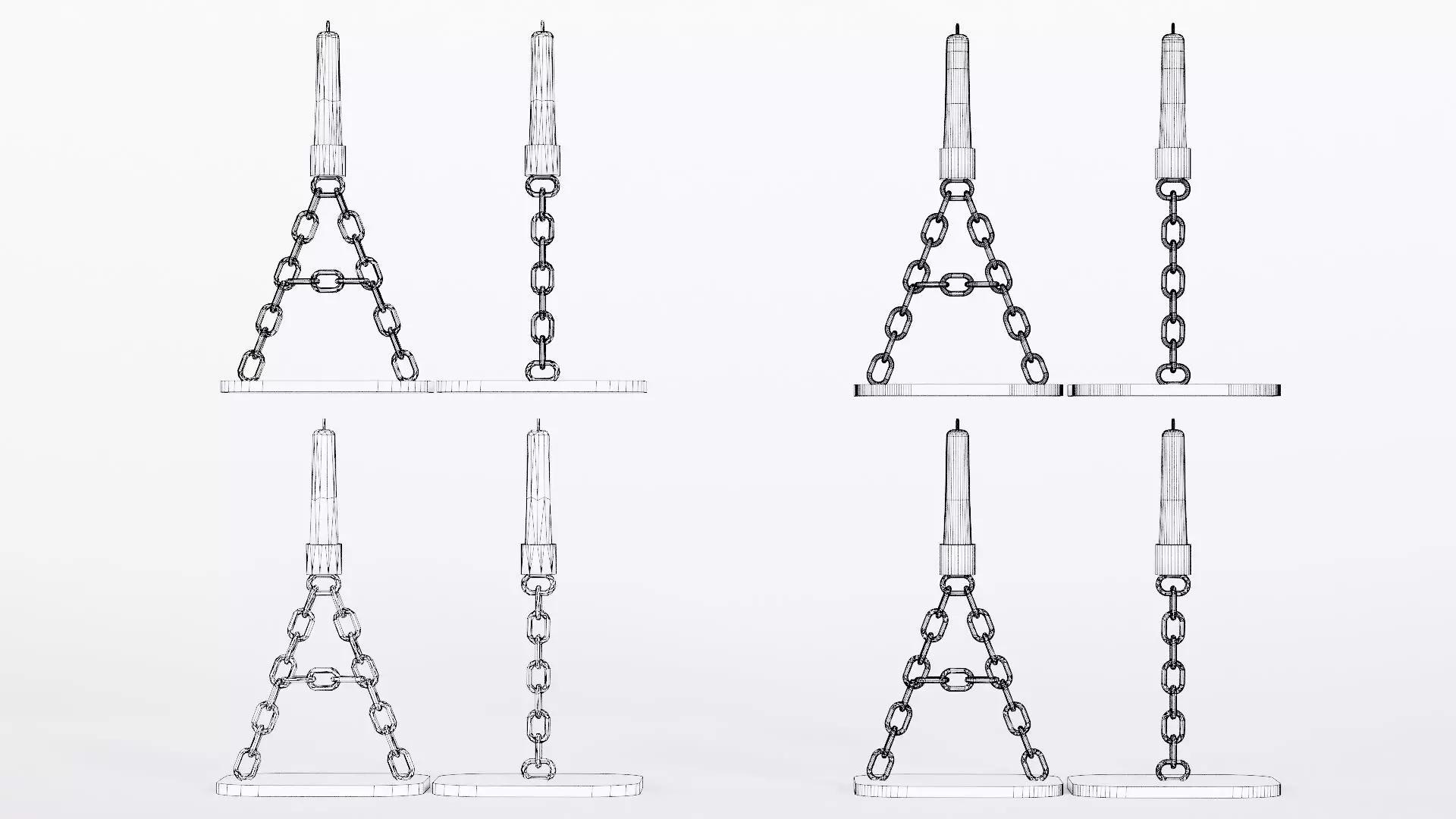 Alphabet AI Chain Gold Candleholder 3D Model True 4K PBR Render Low-poly 3D model_10