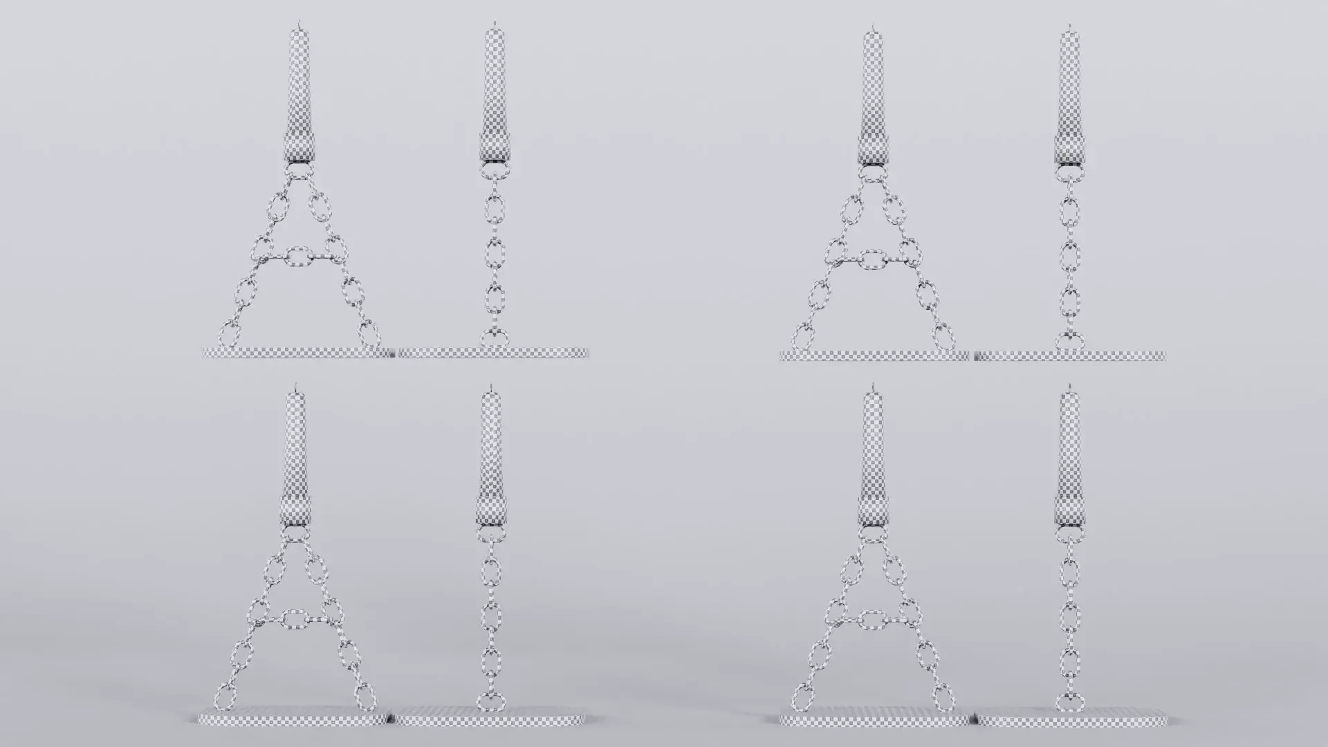 Alphabet AI Chain Gold Candleholder 3D Model True 4K PBR Render Low-poly 3D model_6