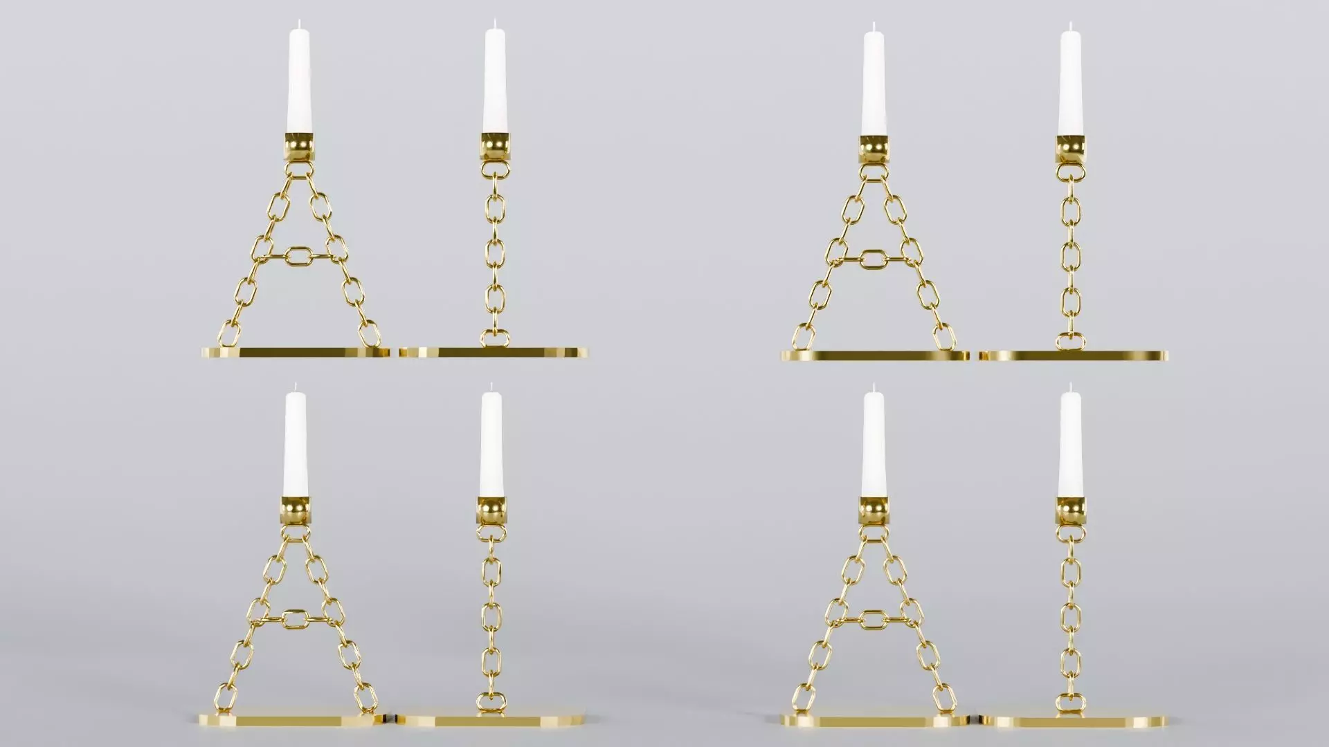 Alphabet AI Chain Gold Candleholder 3D Model True 4K PBR Render Low-poly 3D model_5