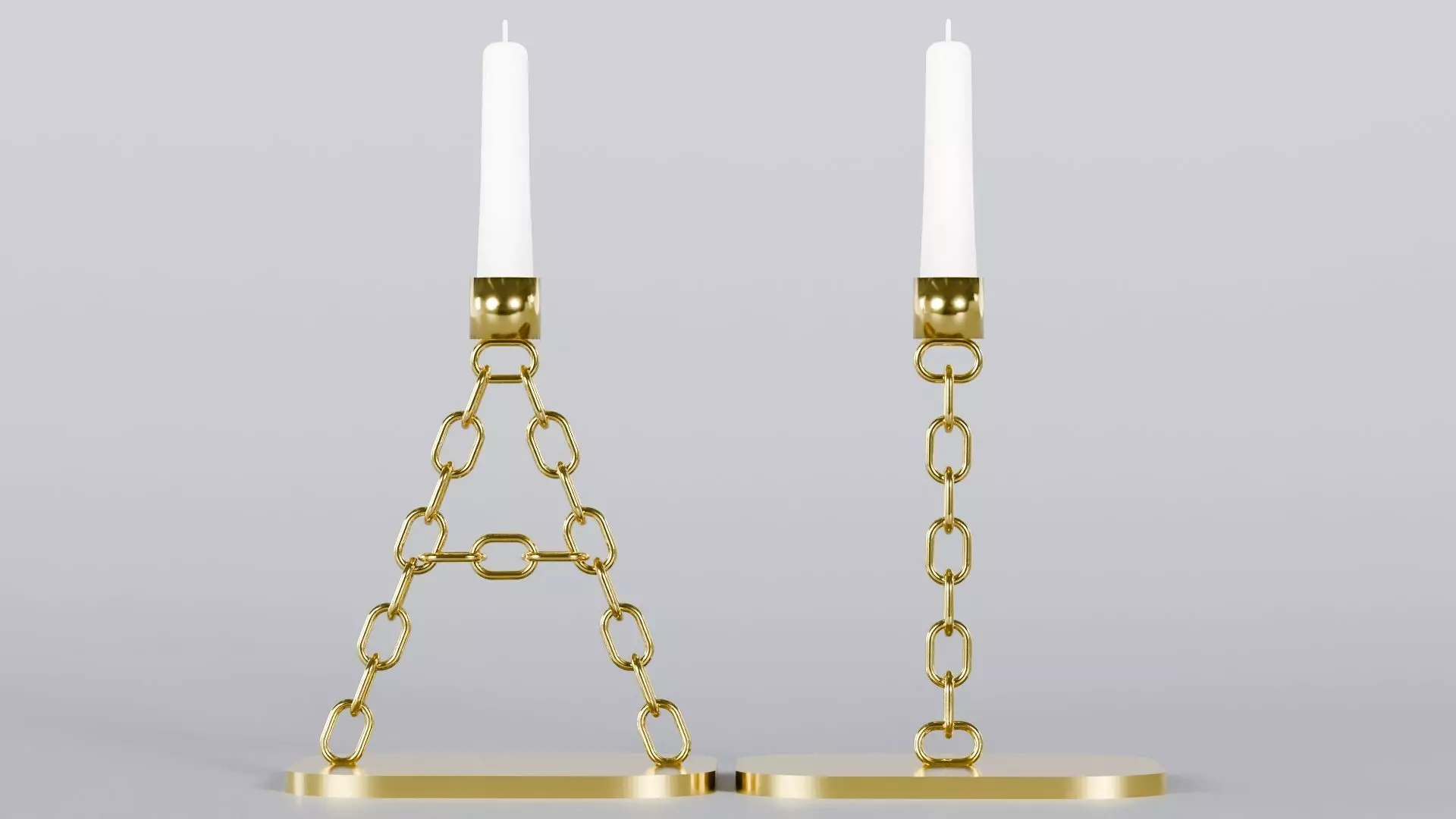Alphabet AI Chain Gold Candleholder 3D Model True 4K PBR Render Low-poly 3D model_0