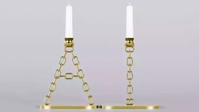 Alphabet AI Chain Gold Candleholder 3D Model True 4K PBR Render Low-poly 3D model
