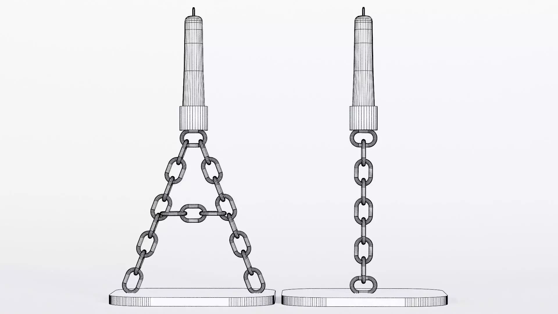 Alphabet AI Chain Gold Candleholder 3D Model True 4K PBR Render Low-poly 3D model_7