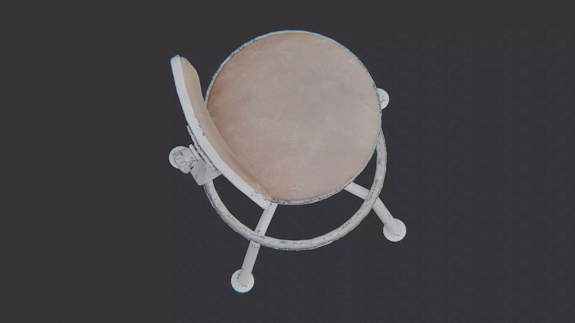 Lab Stool with Metal Frame and Brown Seat Low-poly 3D model_4