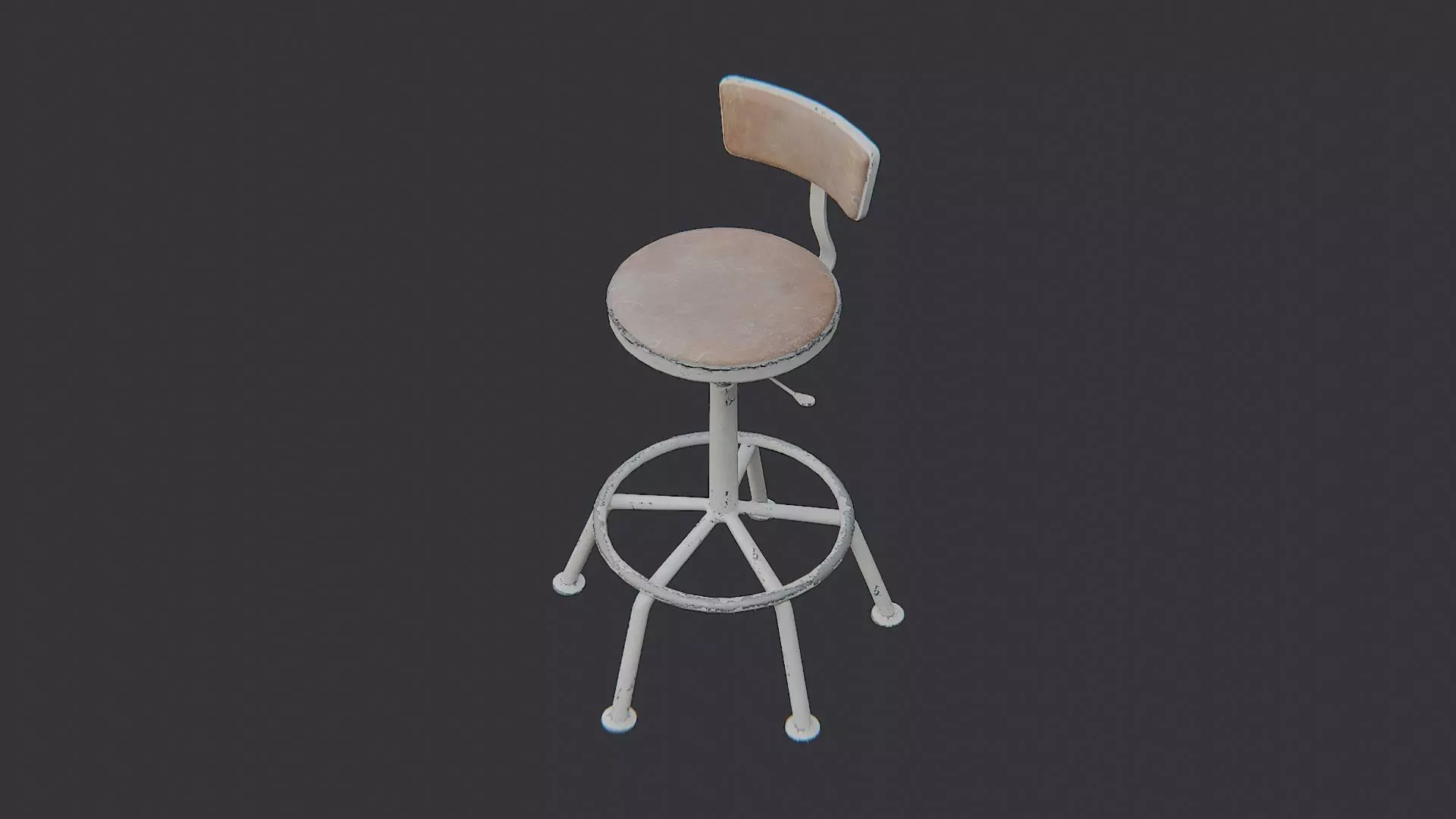 Lab Stool with Metal Frame and Brown Seat Low-poly 3D model_3