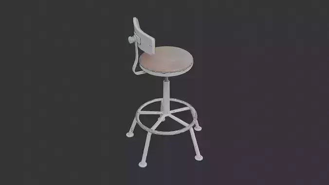 Lab Stool with Metal Frame and Brown Seat