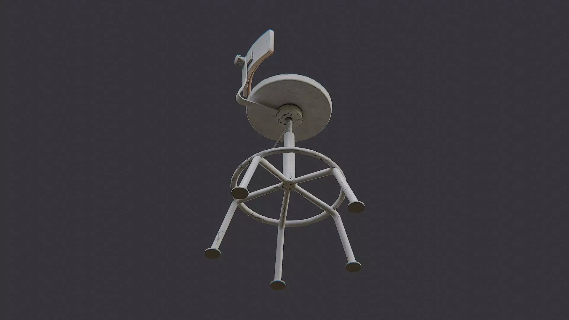 Lab Stool with Metal Frame and Brown Seat Low-poly 3D model_5
