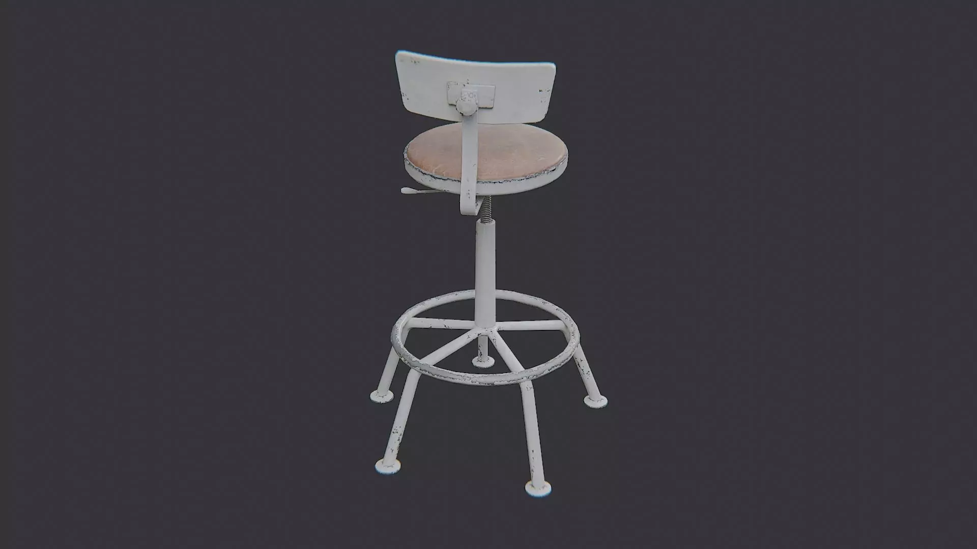 Lab Stool with Metal Frame and Brown Seat Low-poly 3D model_1