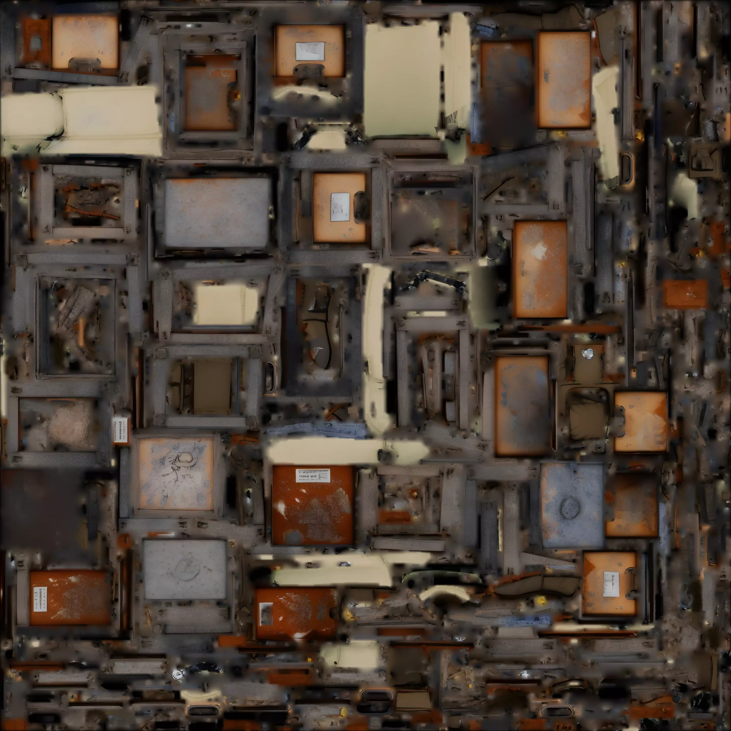 Rusted Post Apocalyptic Storage 3D Model Props Kit Low-poly 3D model_1