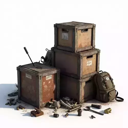 Rusted Post Apocalyptic Storage 3D Model Props Kit Low-poly 3D model Rusted Post Apocalyptic Storage 3D Model Props Kit Low-poly 3D model
