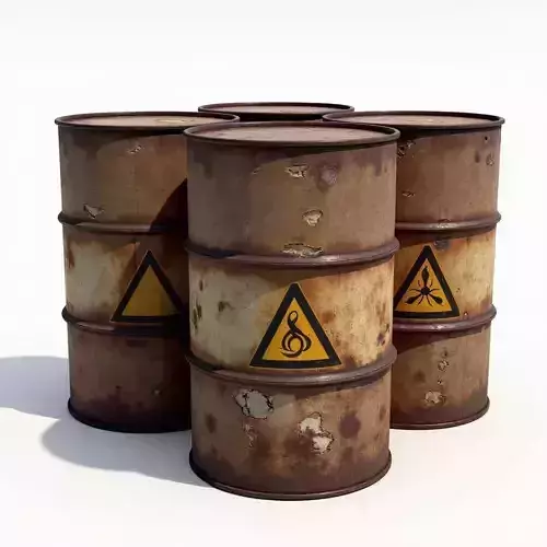 Rusted Toxic Waste Barrels 3D Model Industrial Environment Low-poly 3D model