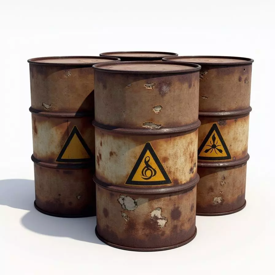 Rusted Toxic Waste Barrels 3D Model Industrial Environment Low-poly 3D model_0