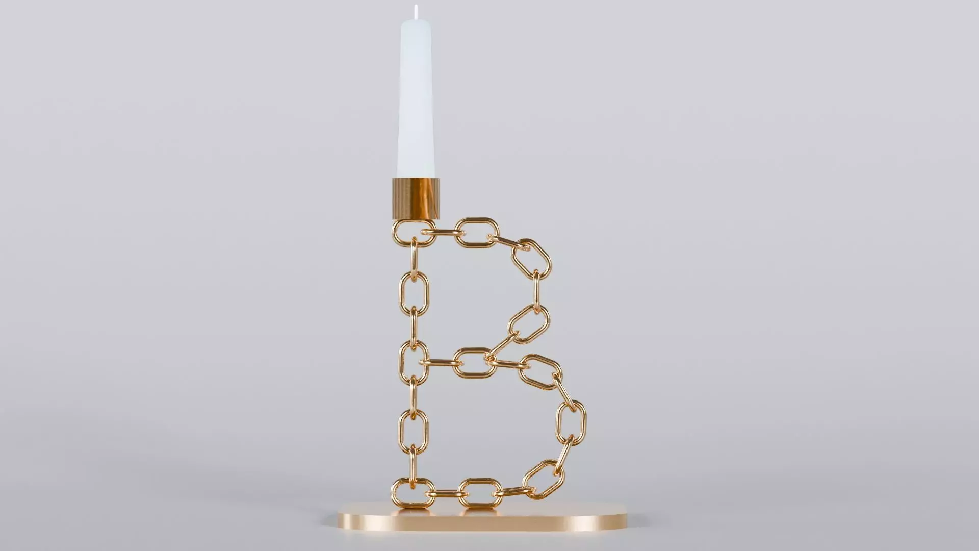 Alphabet B Bronze Chain Candleholder 3D Model True 4K PBR Render Low-poly 3D model_0