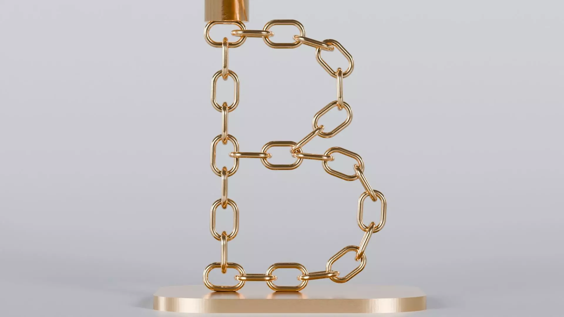 Alphabet B Bronze Chain Candleholder 3D Model True 4K PBR Render Low-poly 3D model_3
