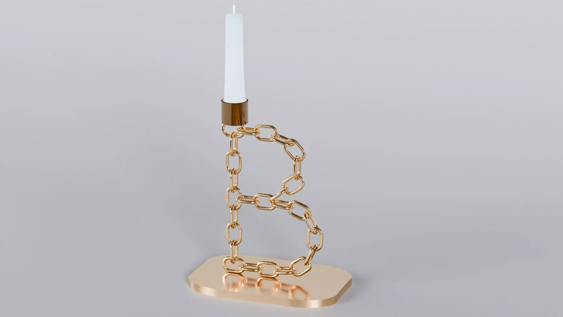 Alphabet B Bronze Chain Candleholder 3D Model True 4K PBR Render Low-poly 3D model_1
