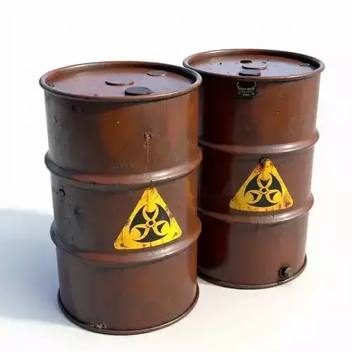 Rusted Biohazard Barrels 3D Model Contaminated Zone Prop