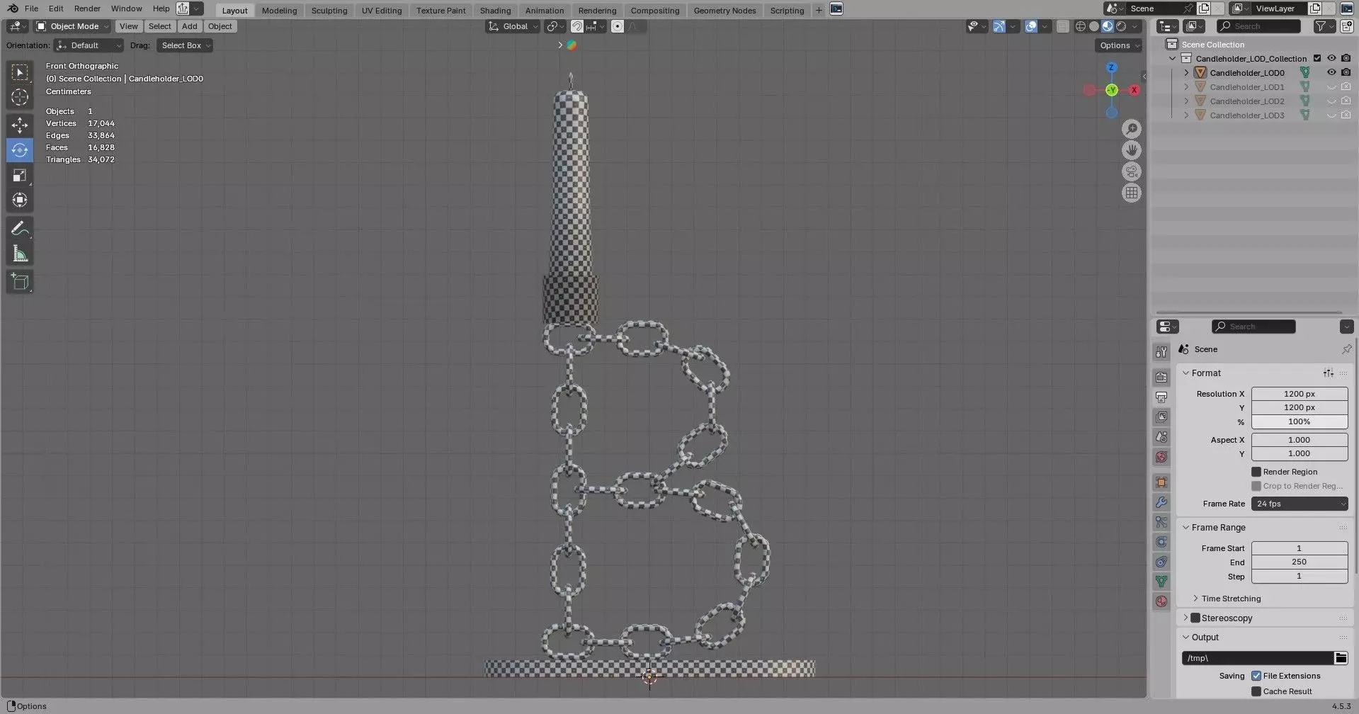 Alphabet A White Chain Candleholder 3D Model True 4K PBR Render Low-poly 3D model_7