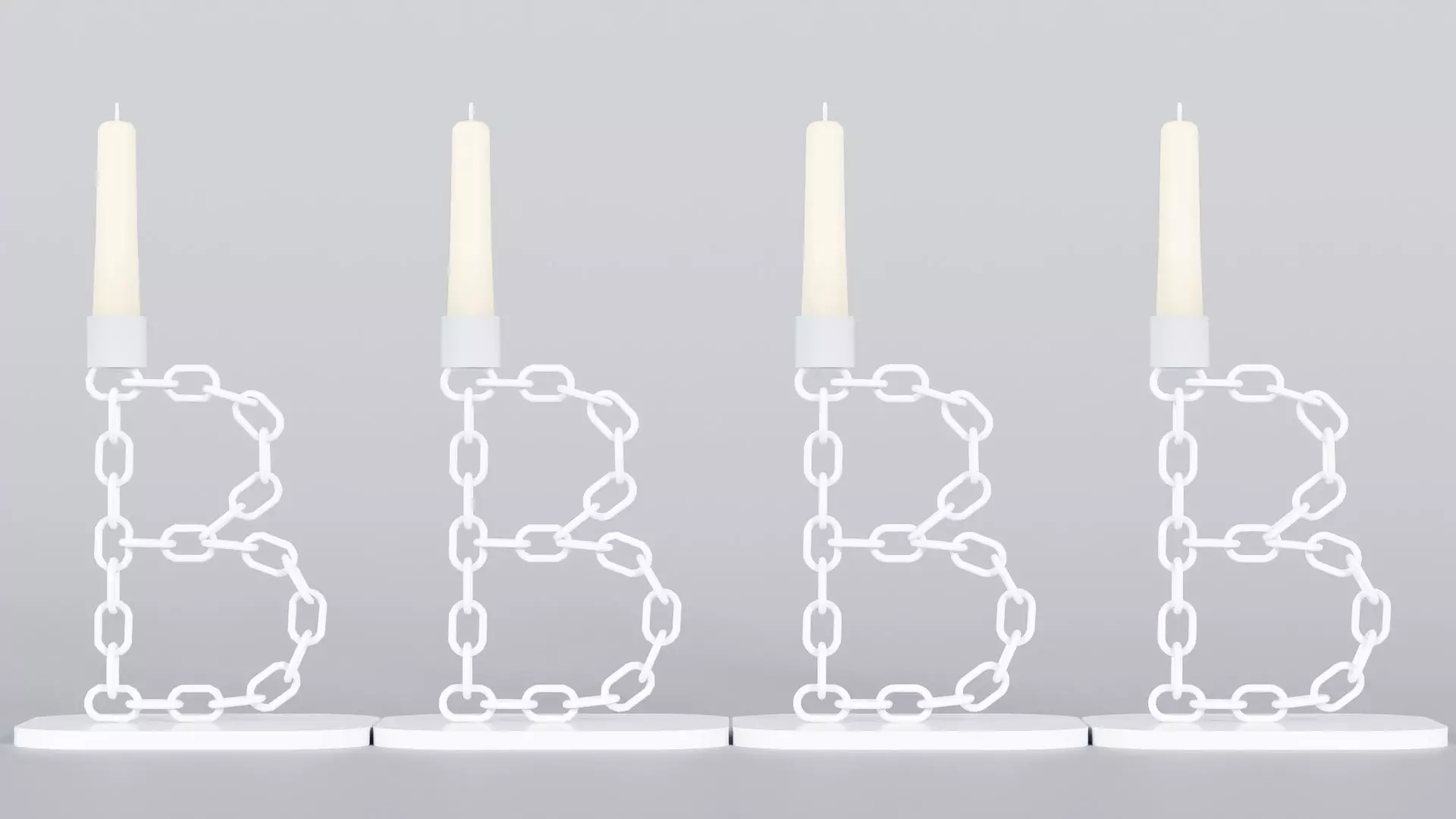 Alphabet A White Chain Candleholder 3D Model True 4K PBR Render Low-poly 3D model_3