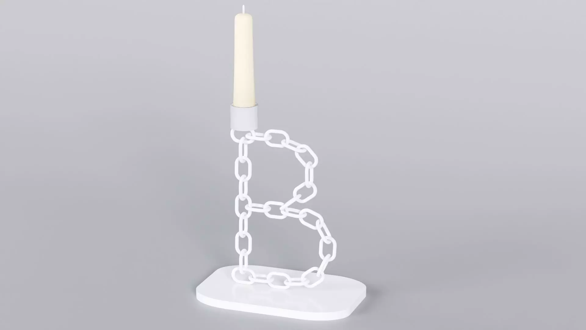 Alphabet A White Chain Candleholder 3D Model True 4K PBR Render Low-poly 3D model_1