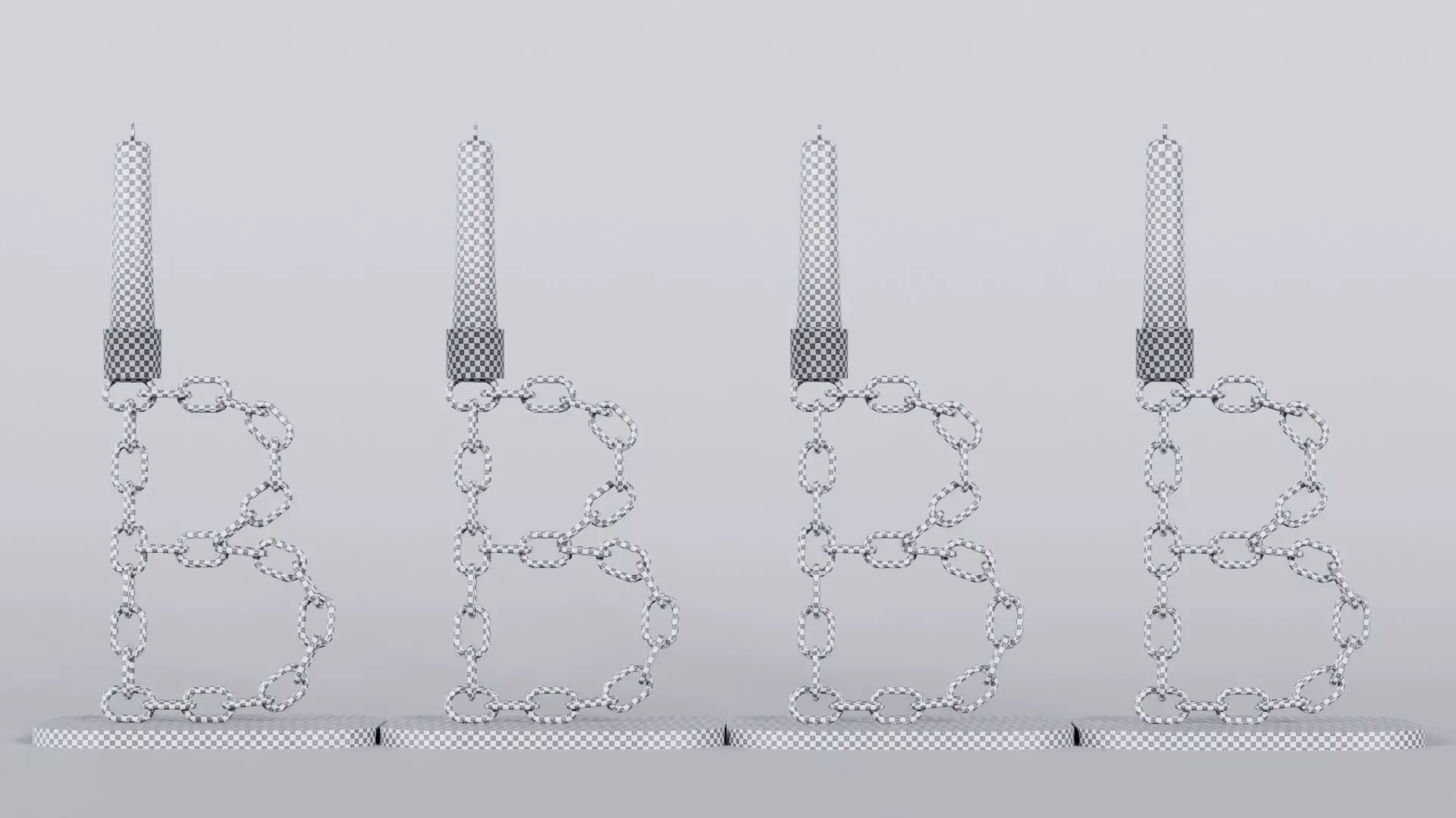 Alphabet A White Chain Candleholder 3D Model True 4K PBR Render Low-poly 3D model_5