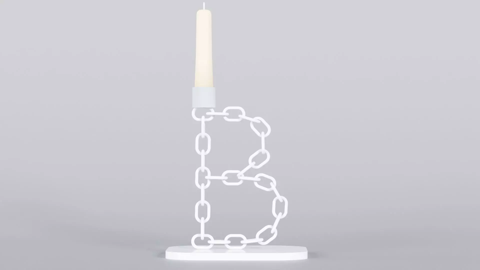 Alphabet A White Chain Candleholder 3D Model True 4K PBR Render Low-poly 3D model_0