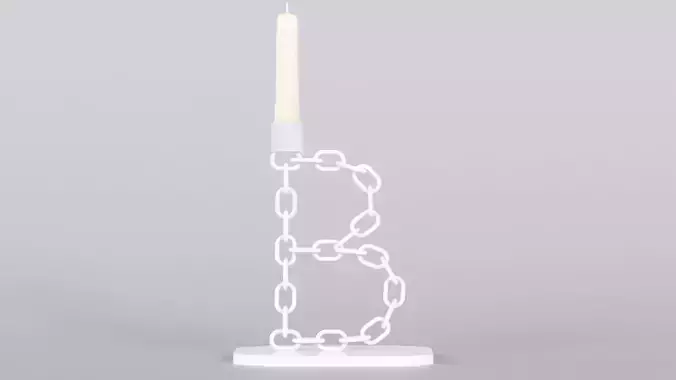 Alphabet A White Chain Candleholder 3D Model True 4K PBR Render Low-poly 3D model