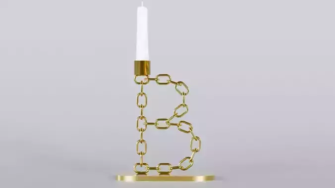 Alphabet B Gold Chain Candleholder 3D Model True 4K PBR Renders Low-poly 3D model Alphabet B Gold Chain Candleholder 3D Model True 4K PBR Renders Low-poly 3D model