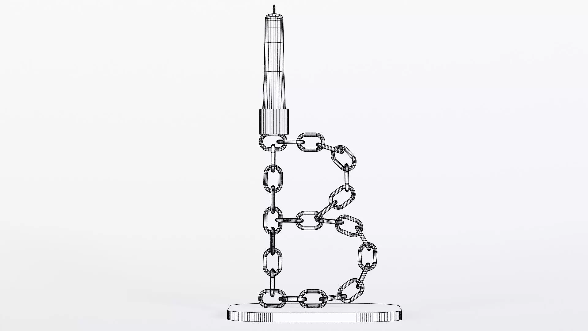 Alphabet B Gold Chain Candleholder 3D Model True 4K PBR Renders Low-poly 3D model_9