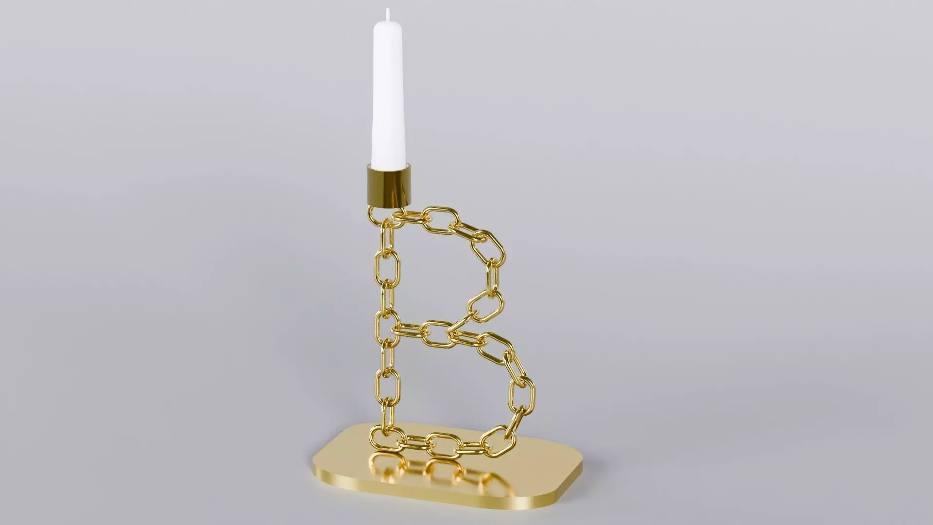 Alphabet B Gold Chain Candleholder 3D Model True 4K PBR Renders Low-poly 3D model_2