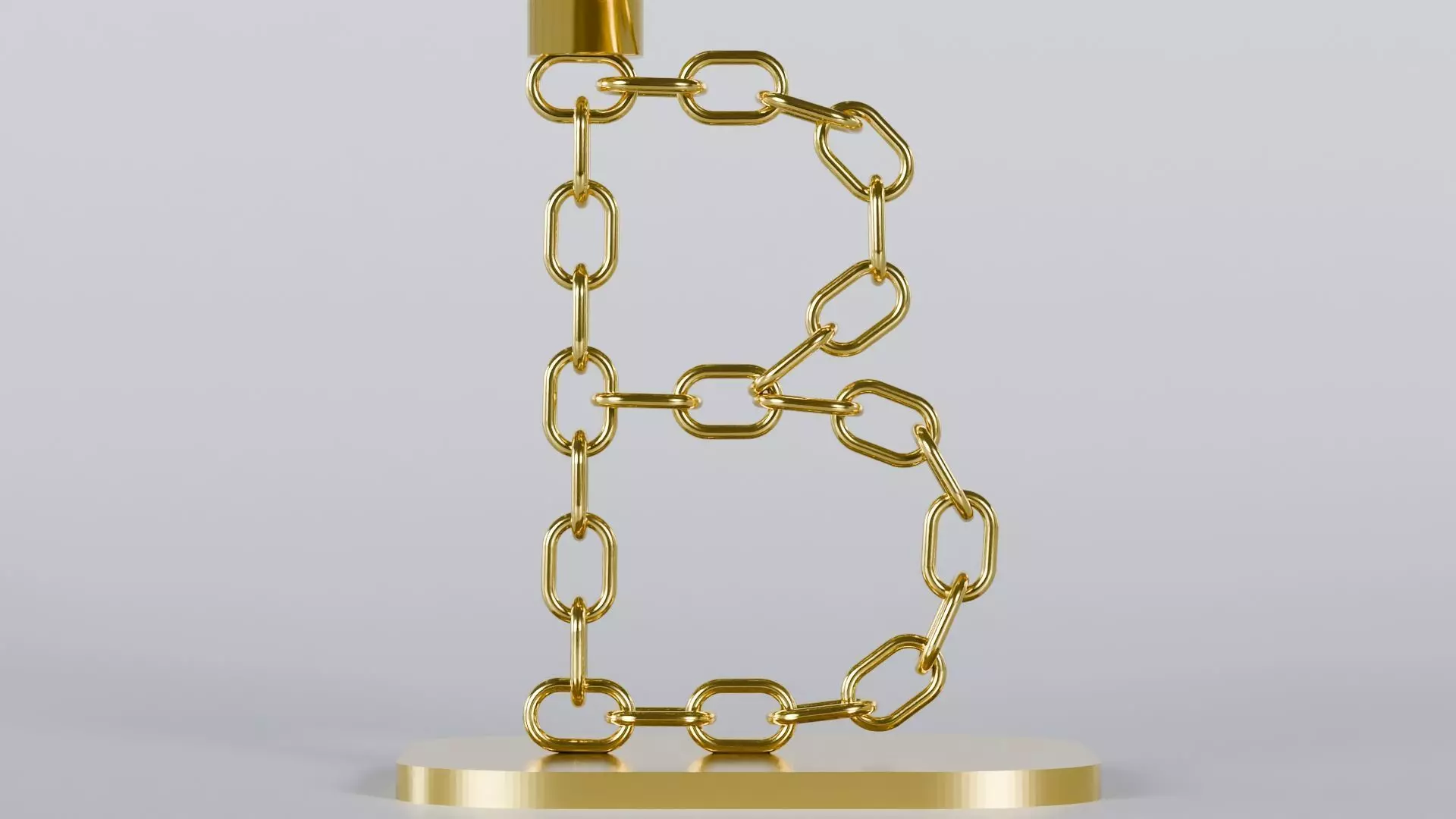 Alphabet B Gold Chain Candleholder 3D Model True 4K PBR Renders Low-poly 3D model_4