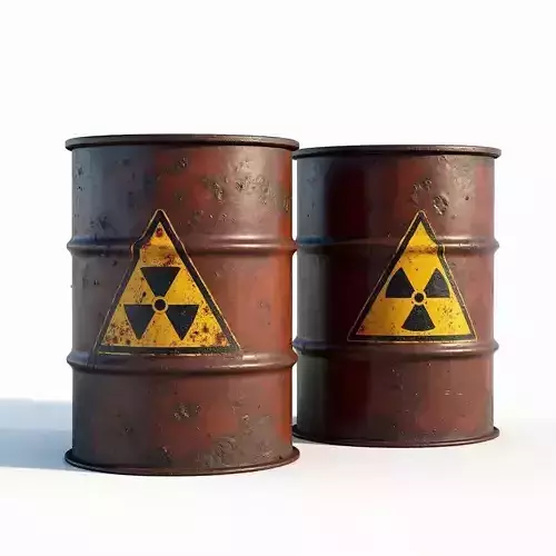 Rusted Nuclear Waste Barrels 3D Model Contamination Prop