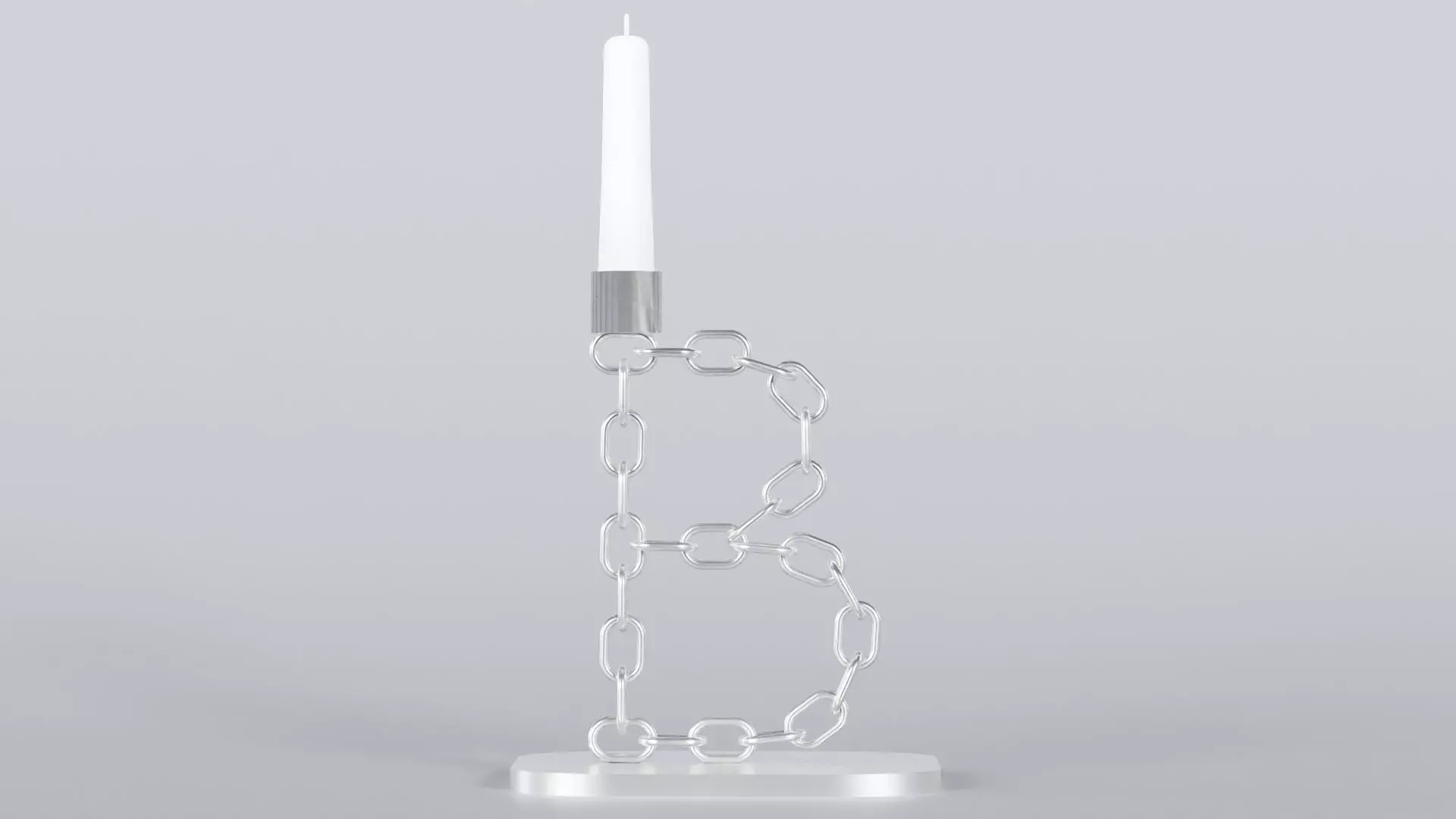 Alphabet B Chain Silver Candleholder 3D Model True 4K PBR Render Low-poly 3D model_0