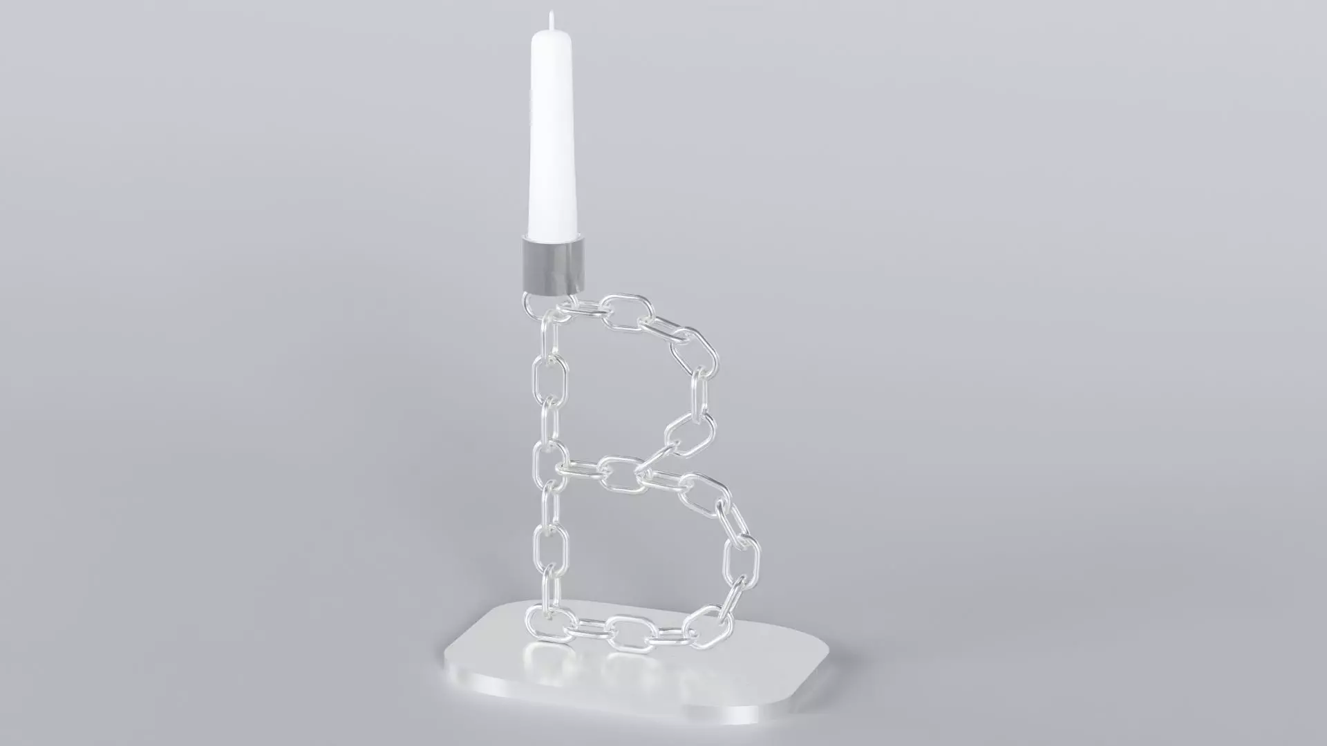 Alphabet B Chain Silver Candleholder 3D Model True 4K PBR Render Low-poly 3D model_1