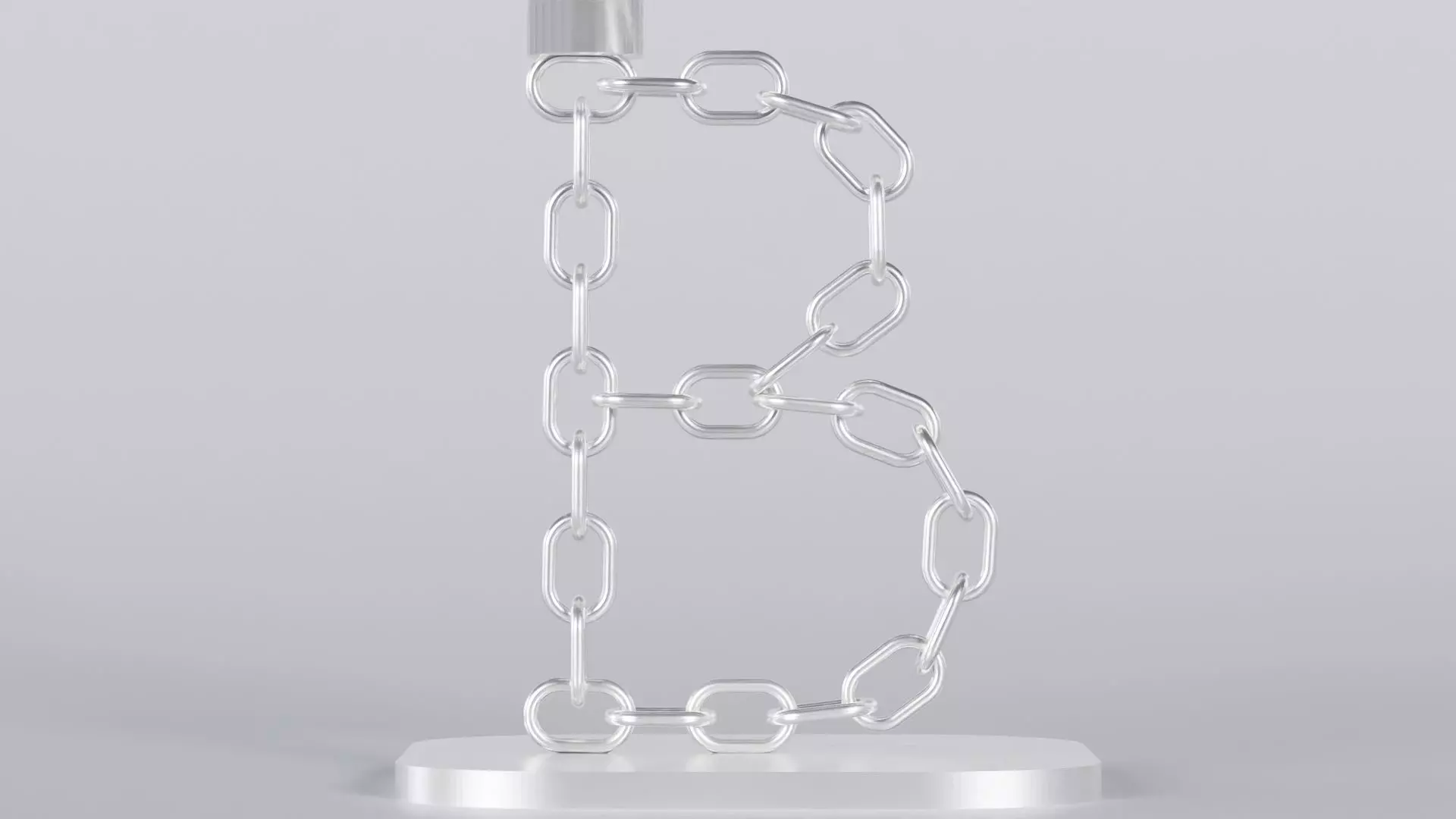 Alphabet B Chain Silver Candleholder 3D Model True 4K PBR Render Low-poly 3D model_2