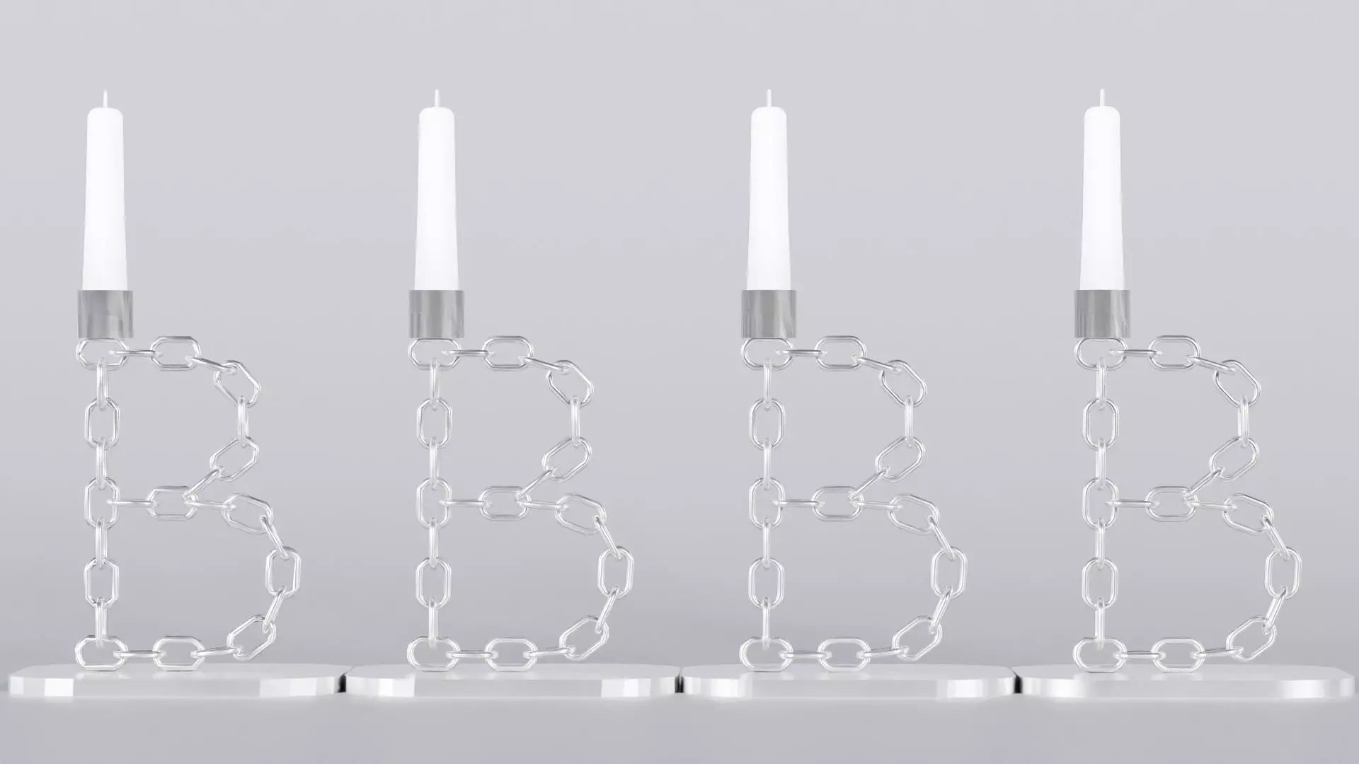 Alphabet B Chain Silver Candleholder 3D Model True 4K PBR Render Low-poly 3D model_4