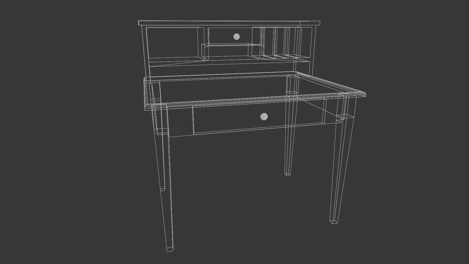 Antique Shaker Writing Desk Low-poly 3D model_5