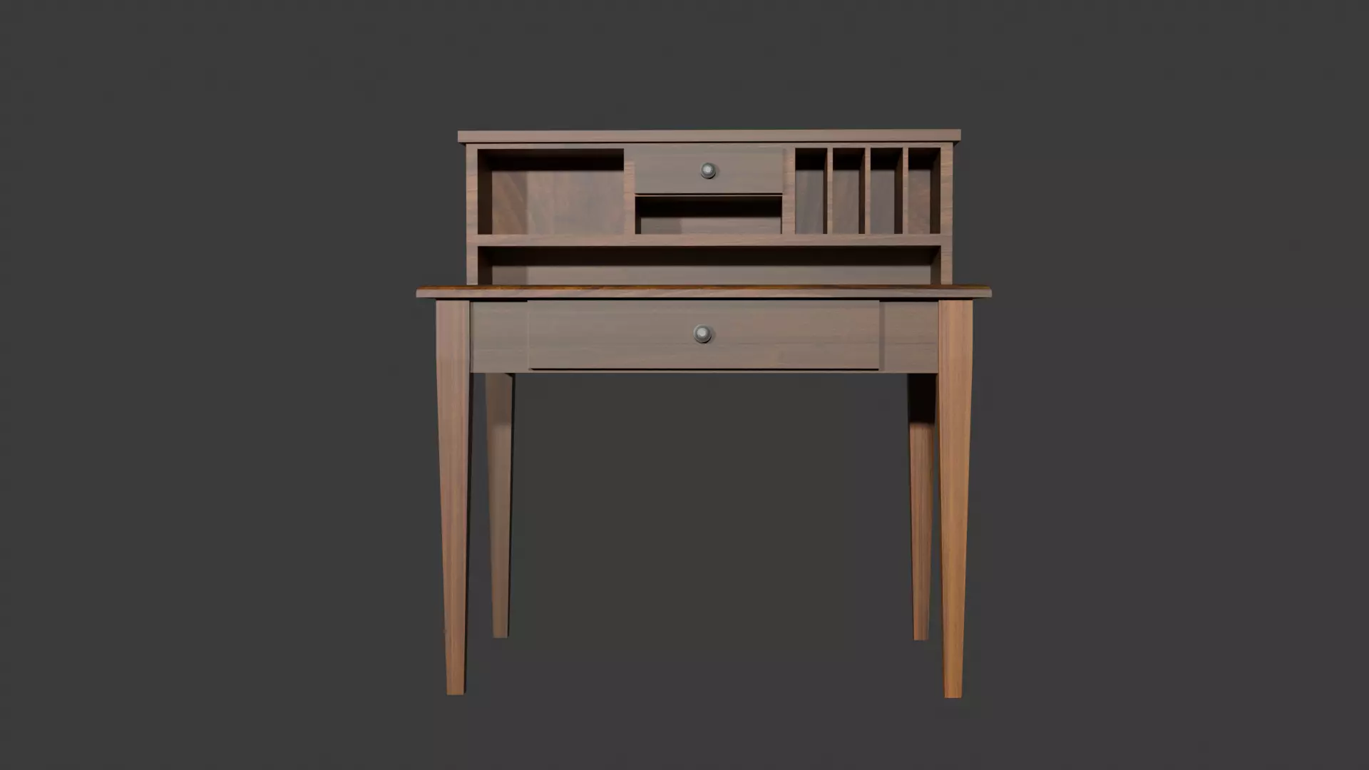 Antique Shaker Writing Desk Low-poly 3D model_2