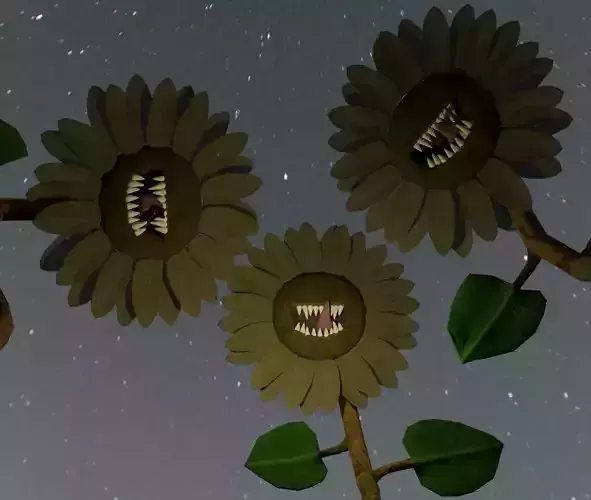 KillerSunflowers Low-poly 3D model KillerSunflowers Low-poly 3D model