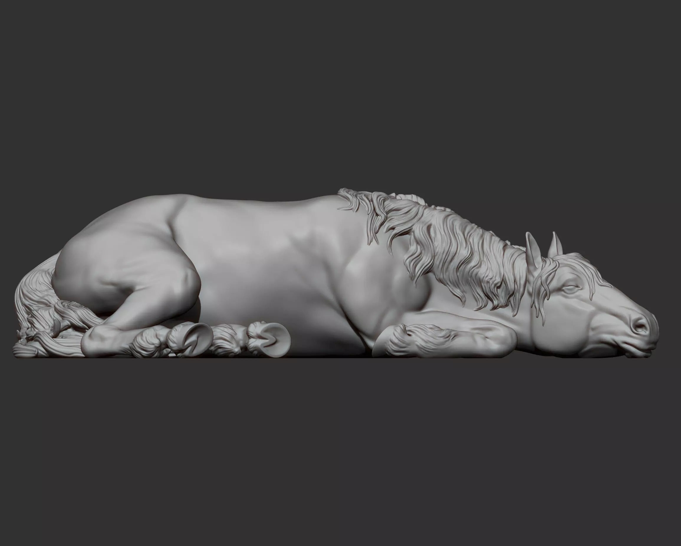horse is sleeping 3D print model_9
