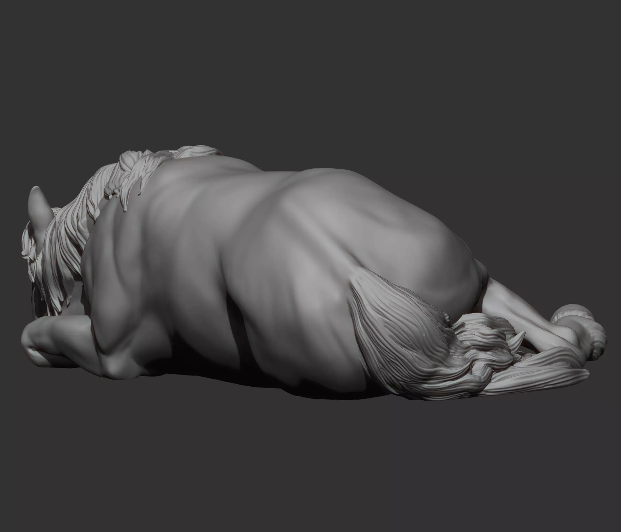 horse is sleeping 3D print model_8