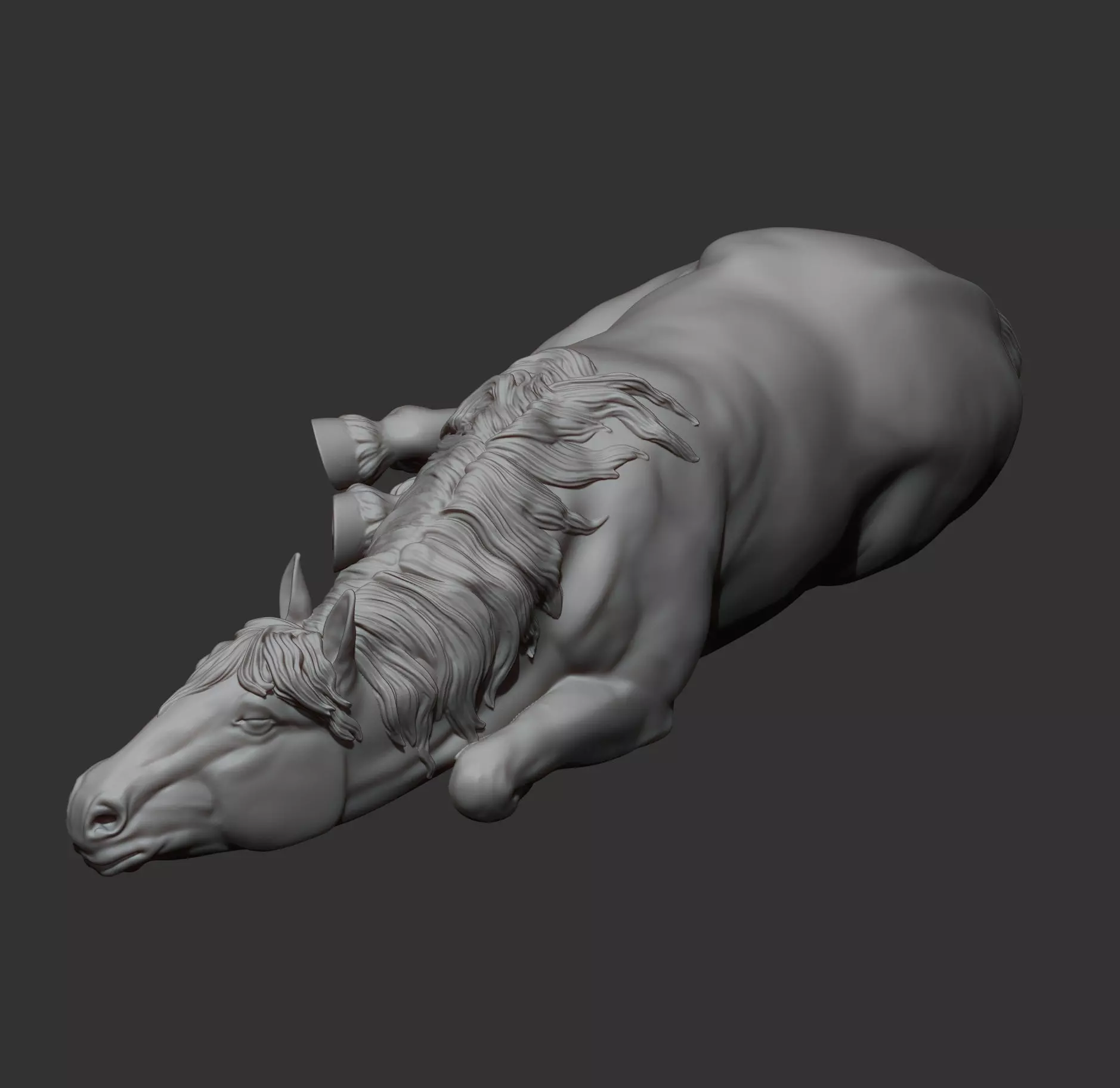 horse is sleeping 3D print model_11