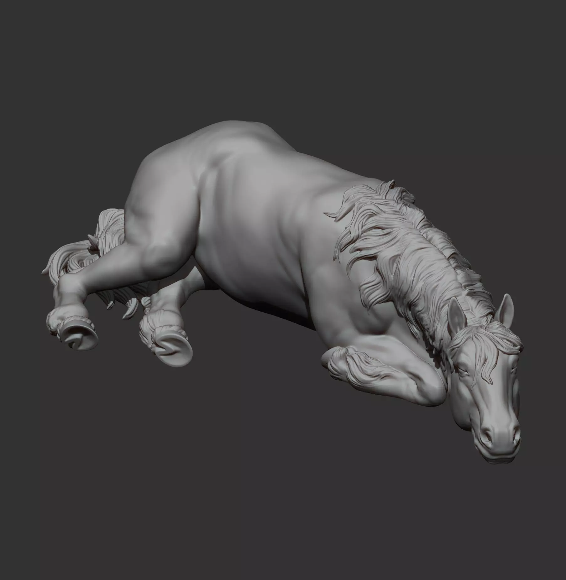 horse is sleeping 3D print model_10