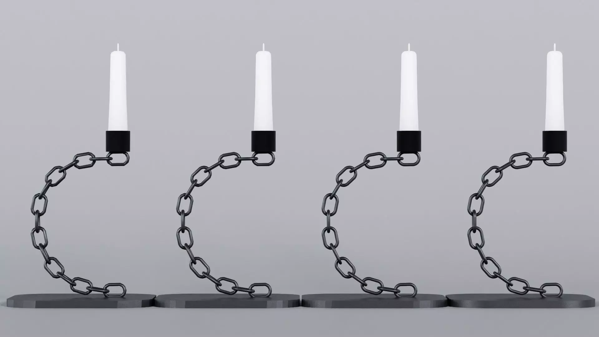 Alphabet C Chain Black Candleholder 3D Model True 4K PBR Renders Low-poly 3D model_4