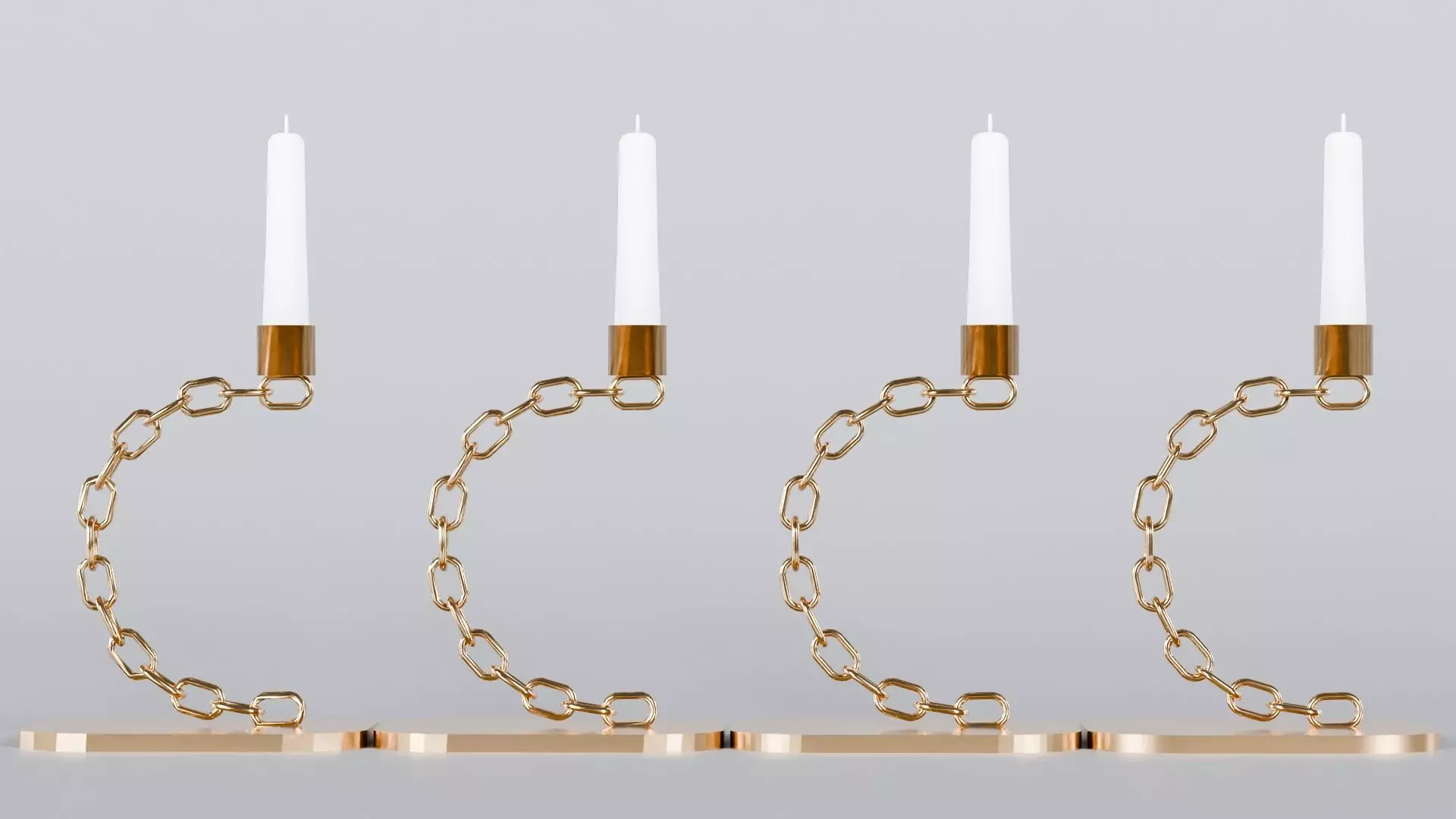 Alphabet C Chain Bronze Candleholder 3D Model True 4K PBR Render Low-poly 3D model_4