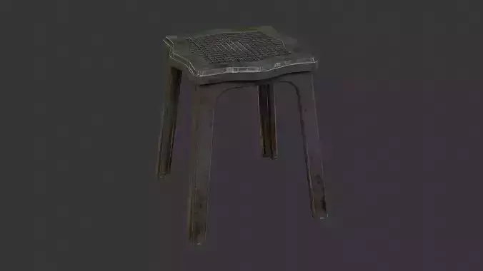 White Plastic Stool with Gridded Seat