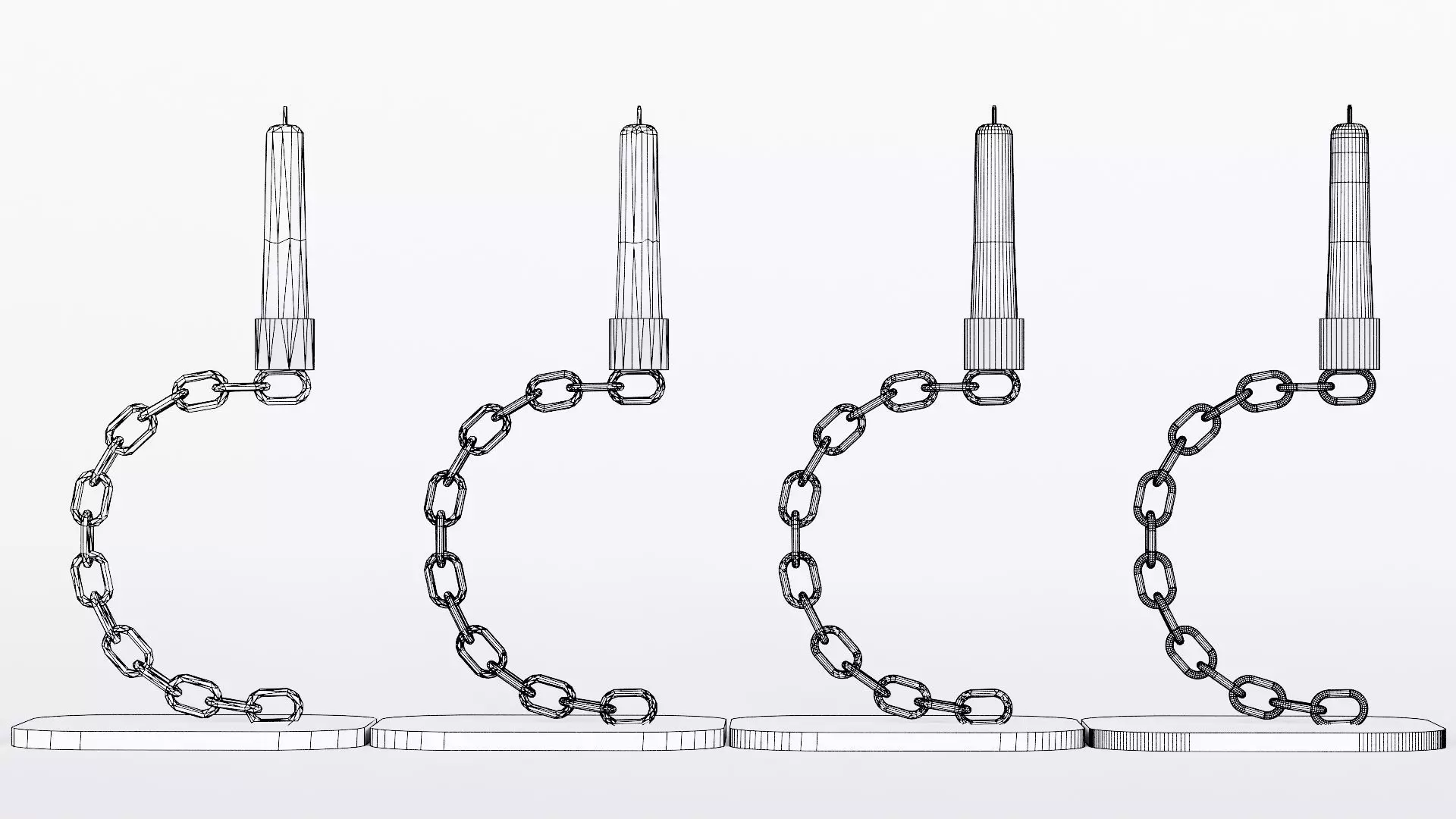 Alphabet C Chain Gold Candleholder 3D Model True 4K PBR Render Low-poly 3D model_5