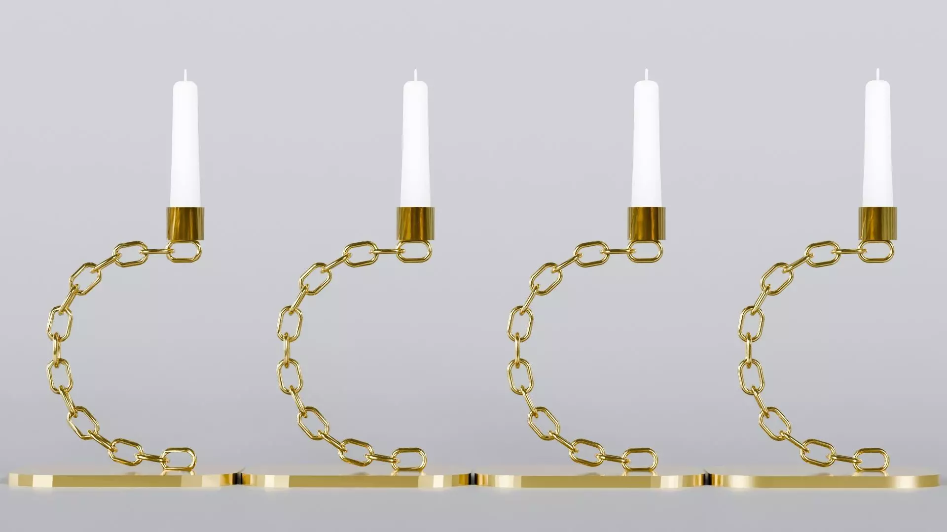 Alphabet C Chain Gold Candleholder 3D Model True 4K PBR Render Low-poly 3D model_3