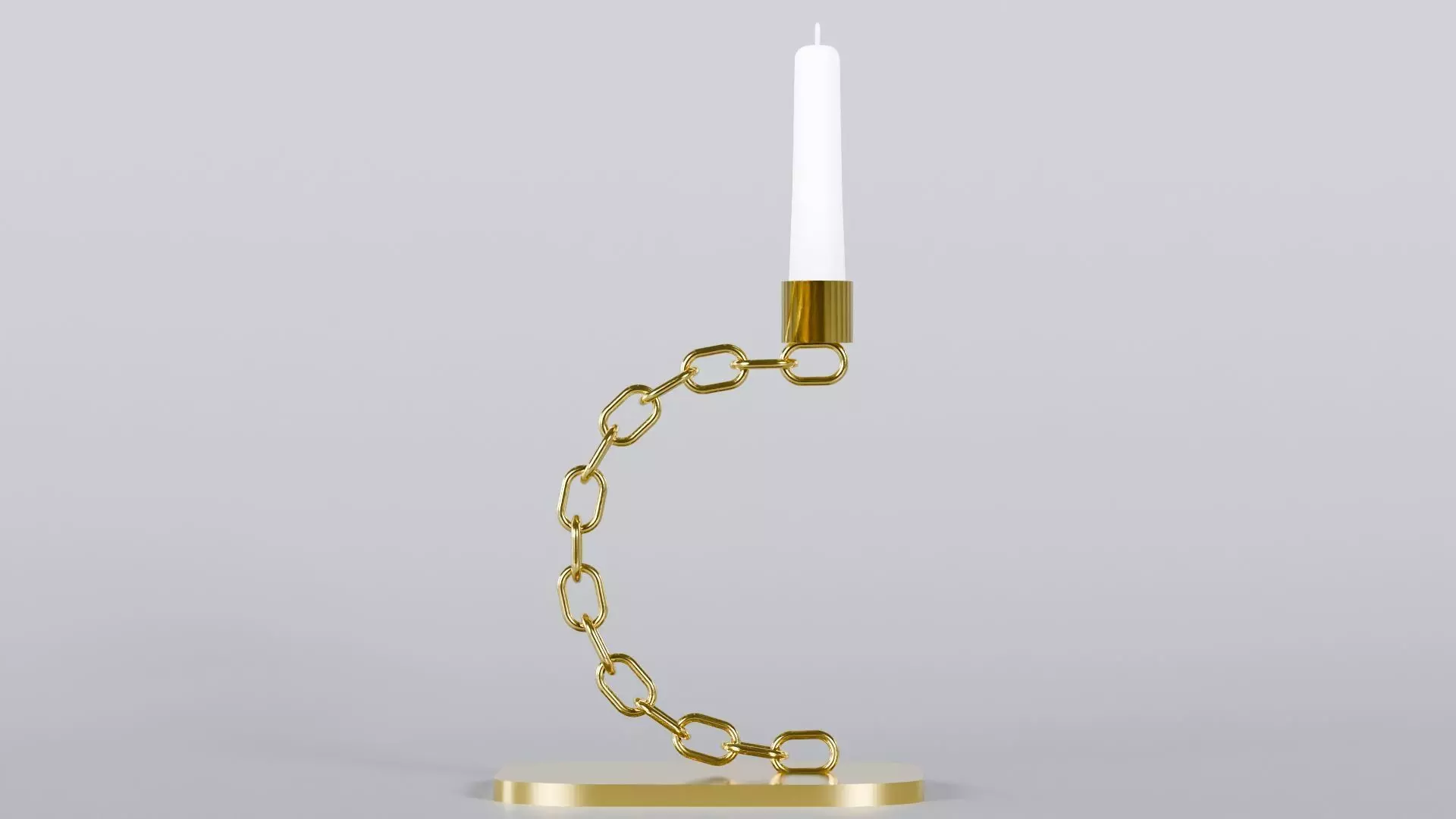 Alphabet C Chain Gold Candleholder 3D Model True 4K PBR Render Low-poly 3D model_0