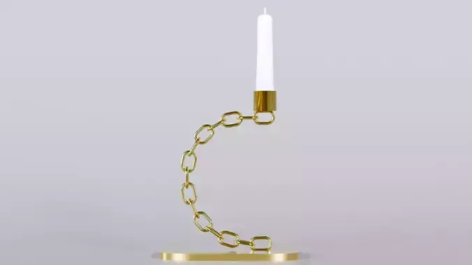 Alphabet C Chain Gold Candleholder 3D Model True 4K PBR Render Low-poly 3D model