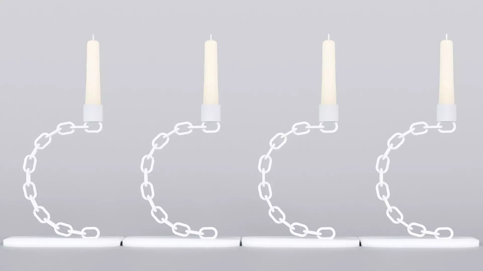 Alphabet C White Chain Candleholder 3D Model True 4K PBR Render Low-poly 3D model_1