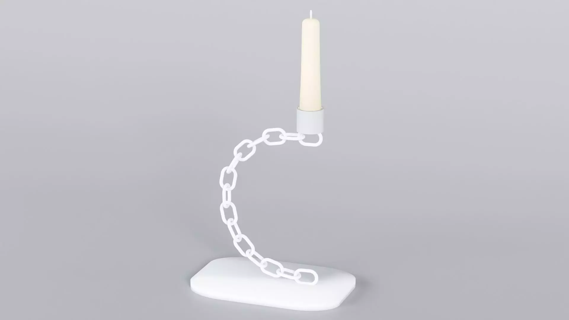 Alphabet C White Chain Candleholder 3D Model True 4K PBR Render Low-poly 3D model_2